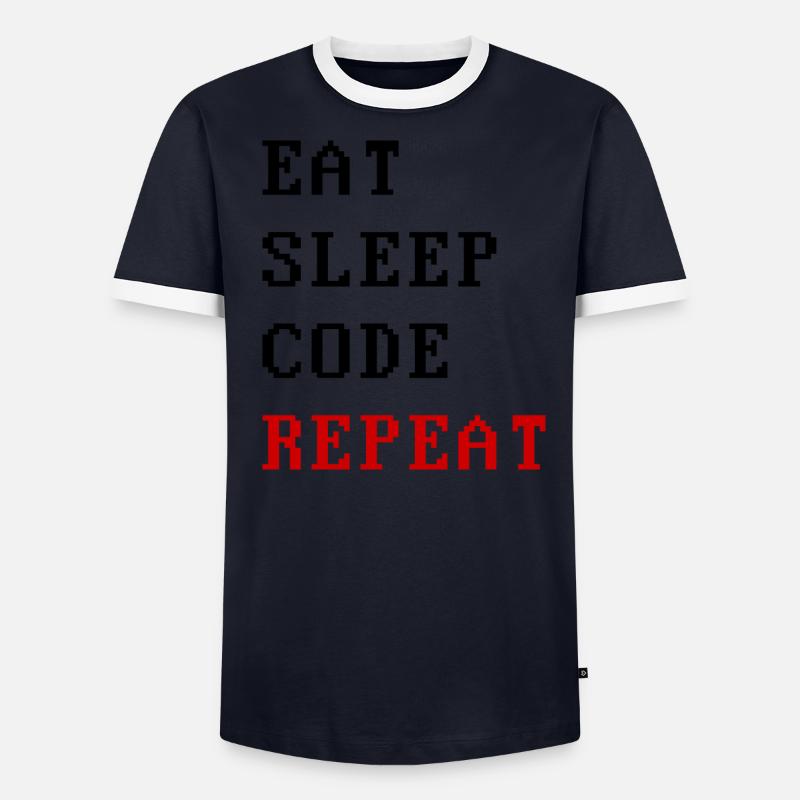 eat sleep code repeat T-shirt contrasté Homme