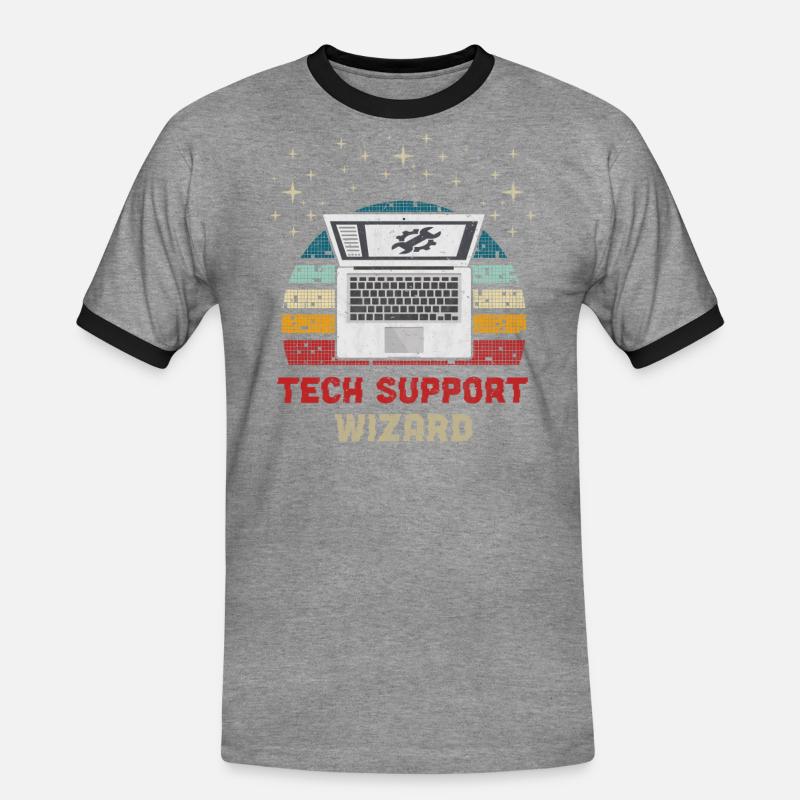 Computer Tech Support - Men's Ringer Shirt - heather grey/black