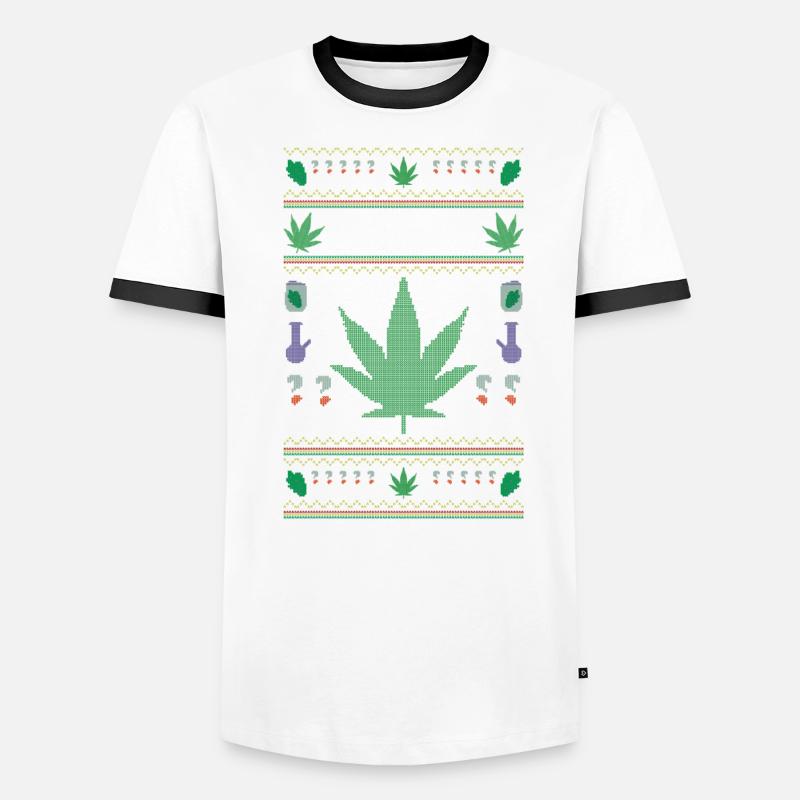 Fumer de l’herbe chaque Noël T-shirt contrasté Homme