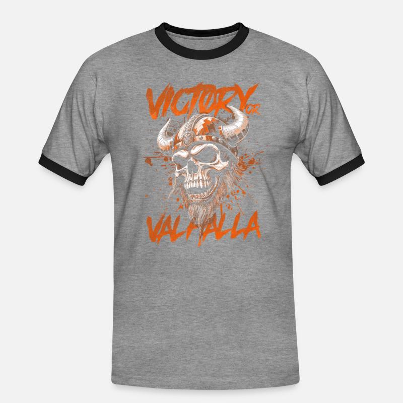 Nordischer Wikingersieg oder Walhalla - Männer Kontrast-T-Shirt - Grau meliert/Schwarz