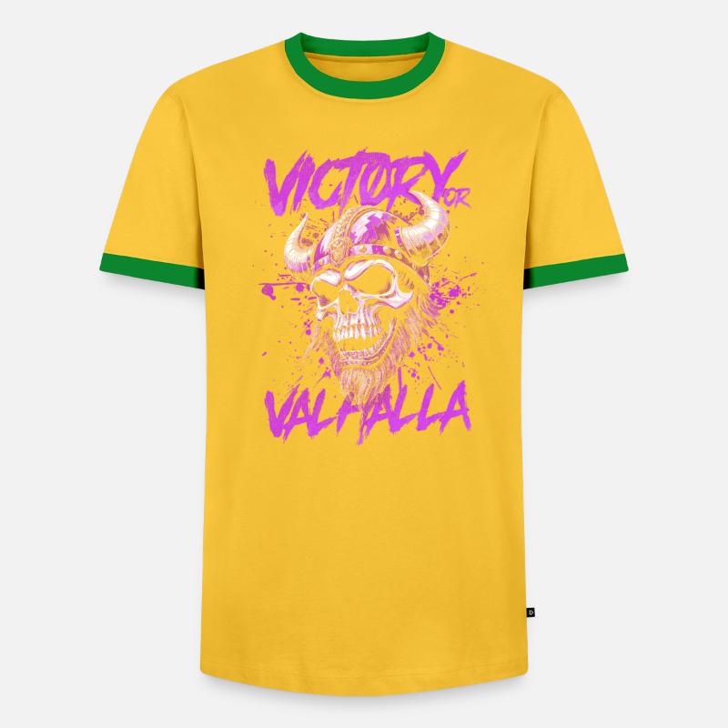 Nordischer Wikingersieg oder Walhalla - Männer Kontrast-T-Shirt - Grau meliert/Schwarz