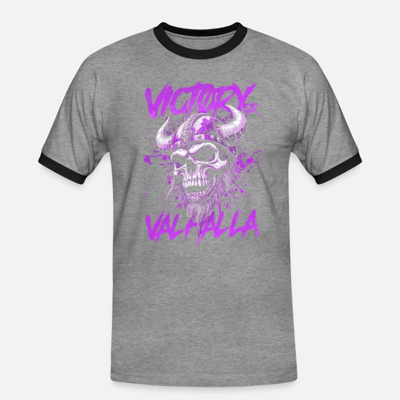 Nordischer Wikingersieg oder Walhalla - Männer Kontrast-T-Shirt - Grau meliert/Schwarz