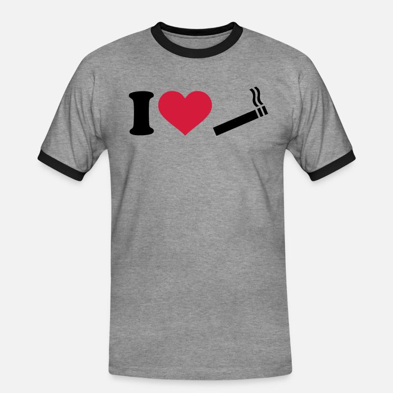 Zigarette - Männer Kontrast-T-Shirt - Grau meliert/Schwarz