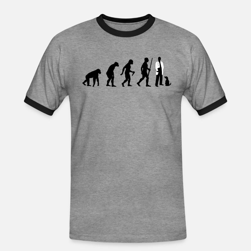 Tierarzt Evolution - Männer Kontrast-T-Shirt - Grau meliert/Schwarz