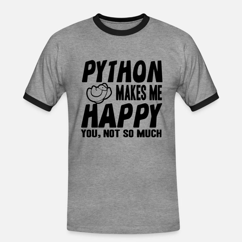 Python - Männer Kontrast-T-Shirt - Grau meliert/Schwarz