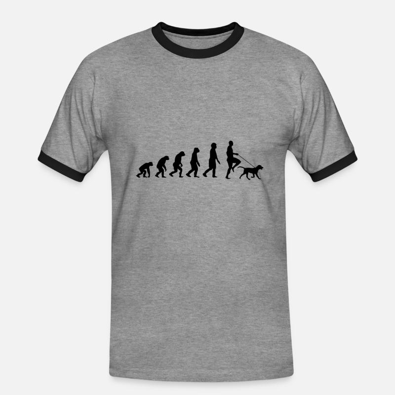 Labrador Evolution - Männer Kontrast-T-Shirt - Grau meliert/Schwarz
