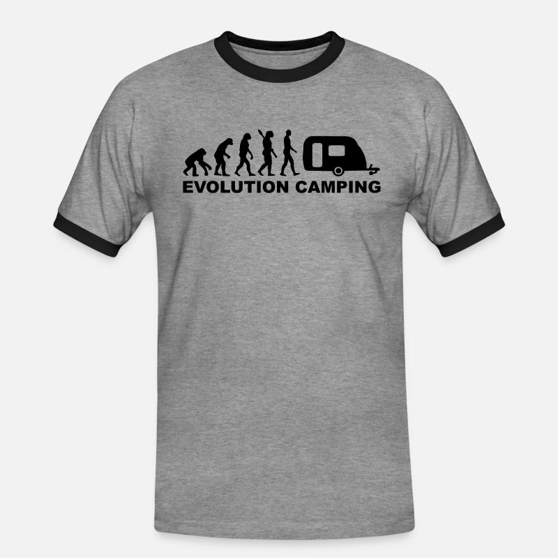 Evolution Camping - Men's Ringer Shirt - heather grey/black