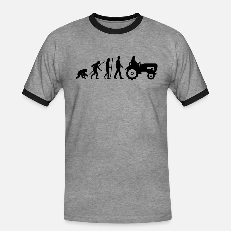 evolution_bauer_mit_traktor_032013_a_1c - Männer Kontrast-T-Shirt - Grau meliert/Schwarz