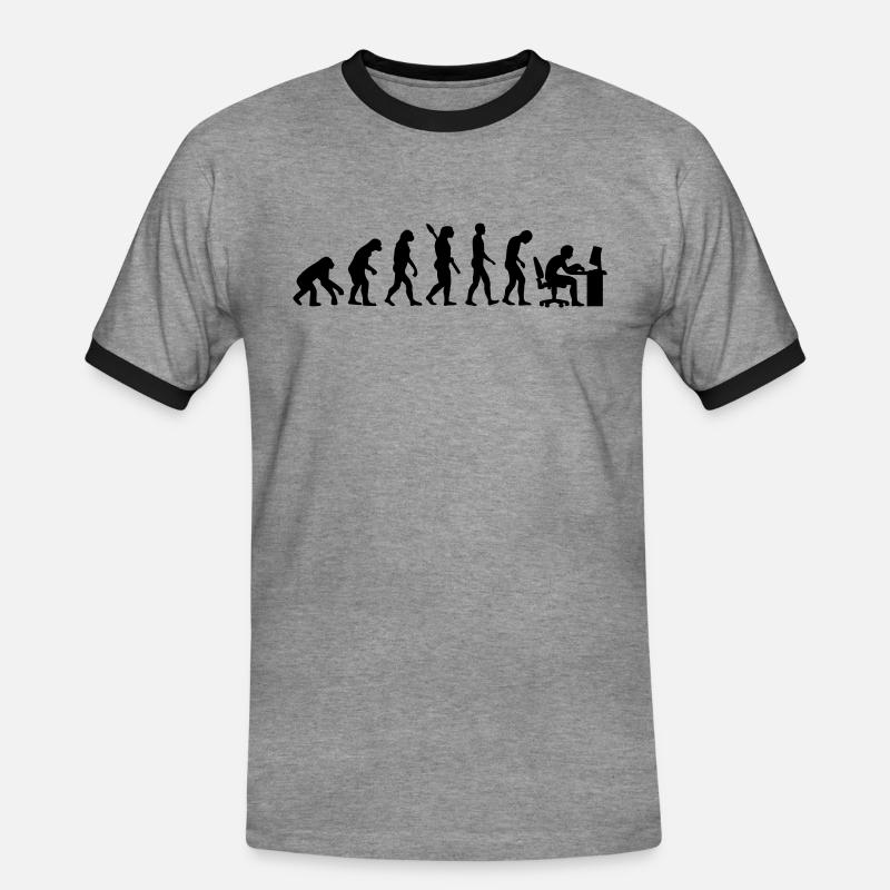 Evolution computer - Men's Ringer Shirt - heather grey/black