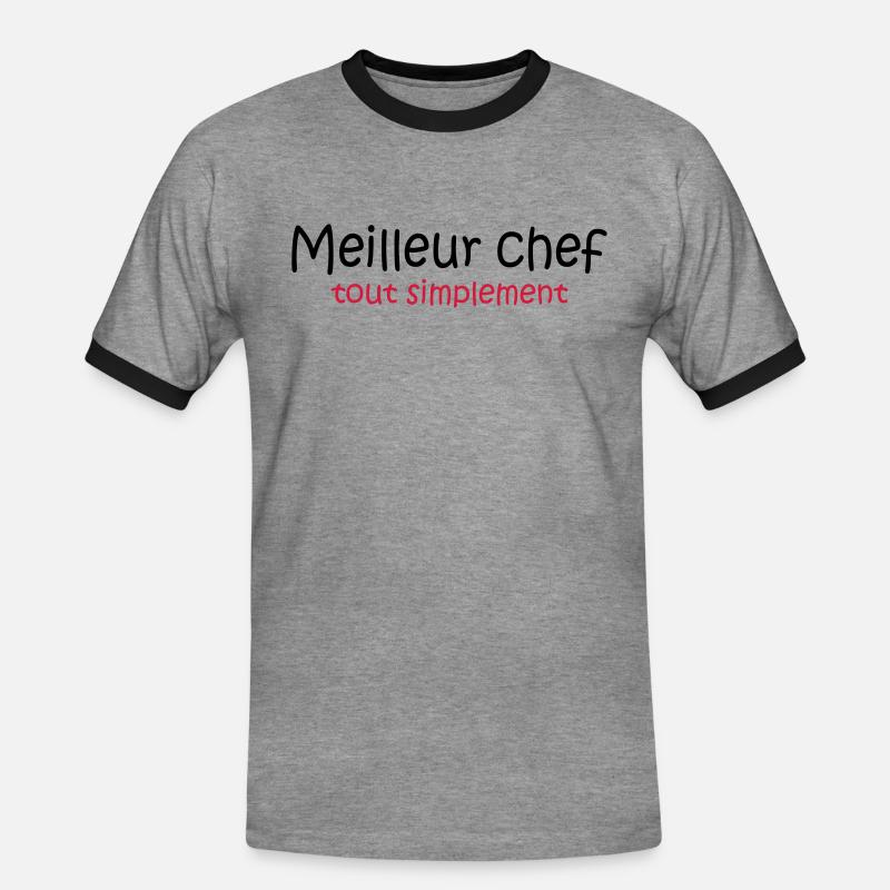 Meilleur chef tout simplement - Männer Kontrast-T-Shirt - Grau meliert/Schwarz