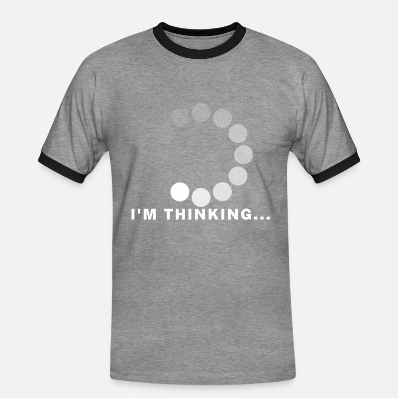 Im thinking... - Männer Kontrast-T-Shirt - Grau meliert/Schwarz