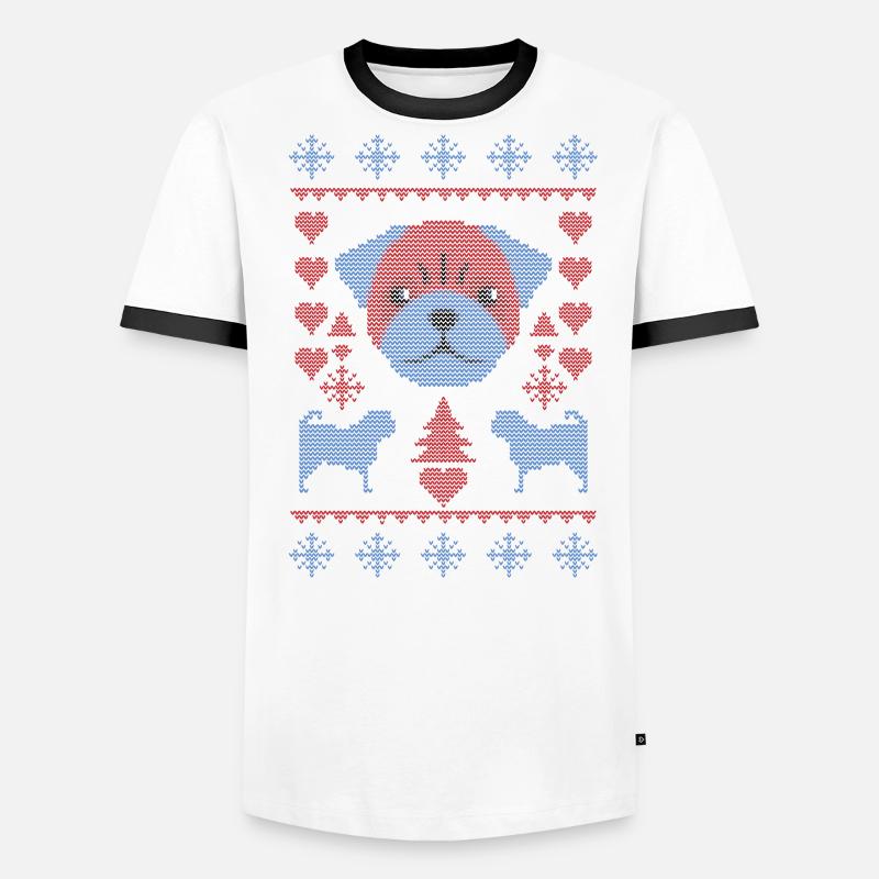 Mops Noël dans Strick Optique T-shirt contrasté Homme