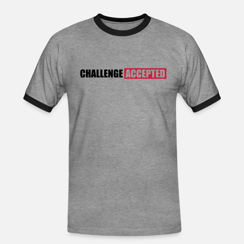 Challenge Accepted Text Design - Männer Kontrast-T-Shirt - Grau meliert/Schwarz