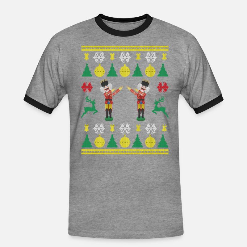 Dancing Nutcracker Dabbing Nutcracker Knittered - Men's Ringer Shirt - heather grey/black