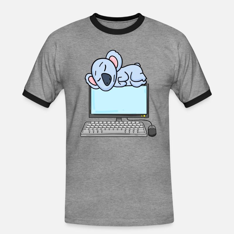 Koala Computer Nerd Programmer Gift - Men's Ringer Shirt - heather grey/black