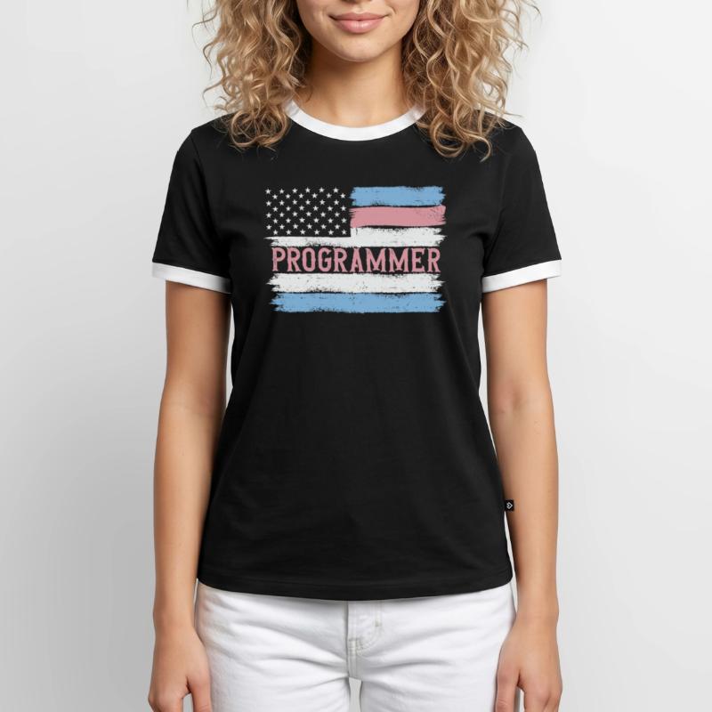 US Pride Web Developer Informatics Gift Idea T-shirt contrasté Homme