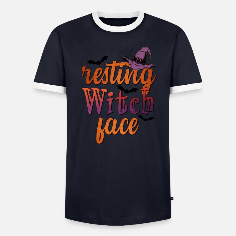 Halloween Resting Witch Face Männer Kontrast-T-Shirt