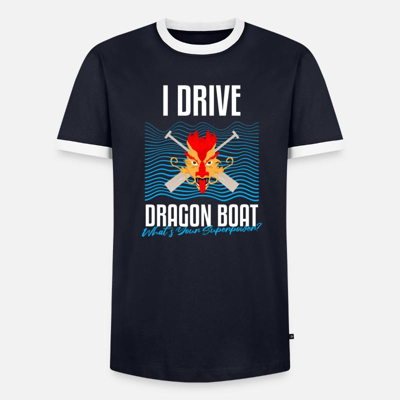 Course de bateaux chinois pour les entraîneurs de bateaux-dragons T-shirt contrasté Homme