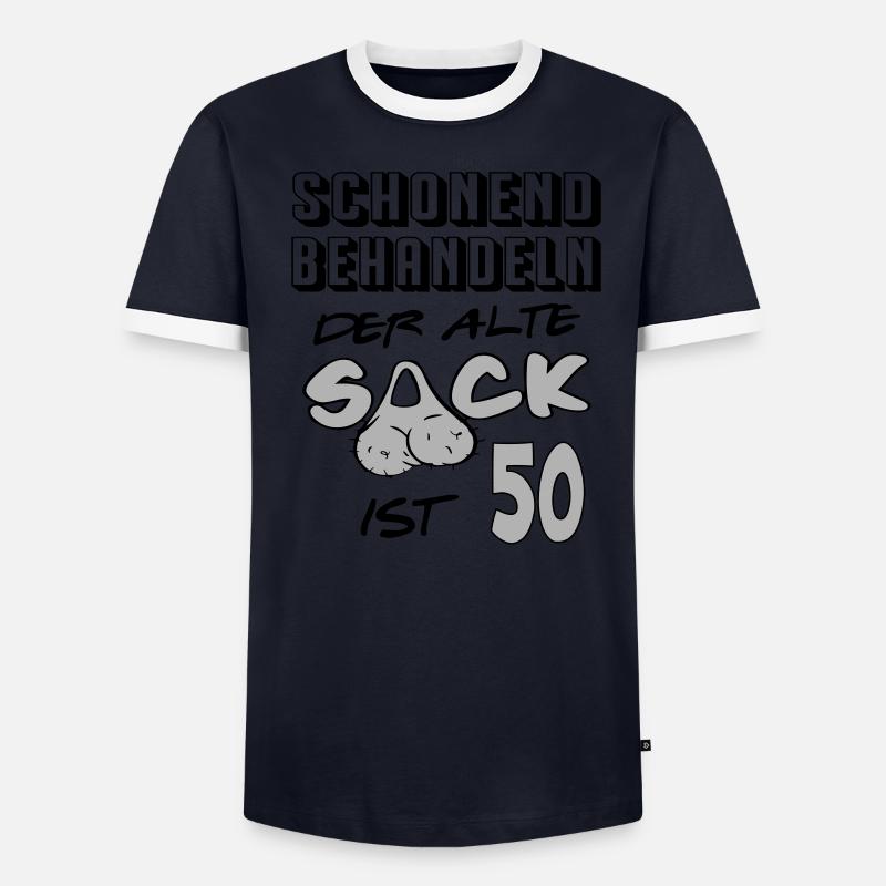 Geburtstag 50 Schonend behandeln Alter Sack ist 50 Männer Kontrast-T-Shirt