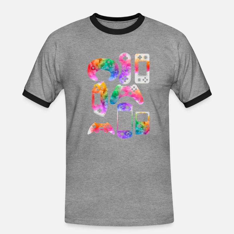 Videospiel-Controller - Männer Kontrast-T-Shirt - Grau meliert/Schwarz