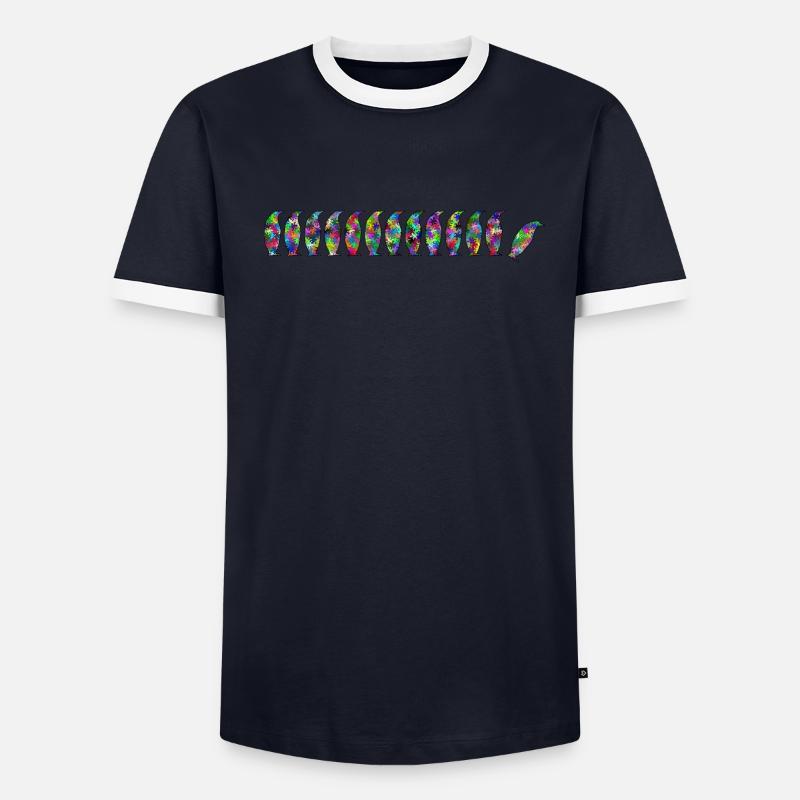 Pinguine mit Gekko Männer Kontrast-T-Shirt