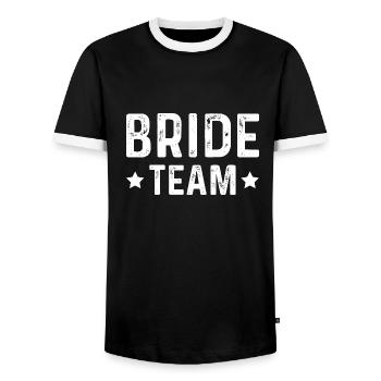Bride Team - Men's Ringer Shirt - black/white - Front - AI Model Female 172 light (172cm) & AI Model Male 178 light (178cm)
