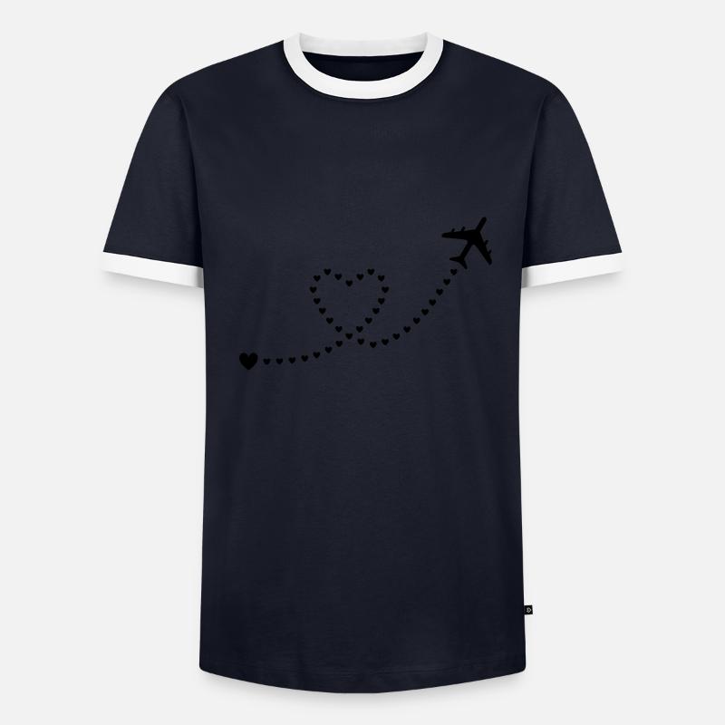★ Couleurs de conception modifiables ★ Avion, coeurs T-shirt contrasté Homme