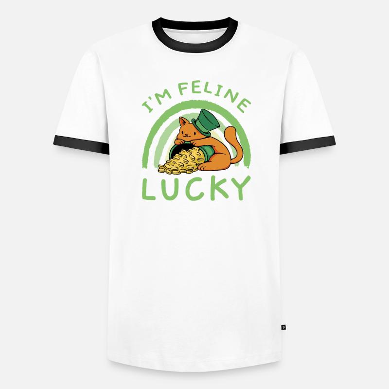 Saint-Patrick Chat heureux Kitty Chaton T-shirt contrasté Homme