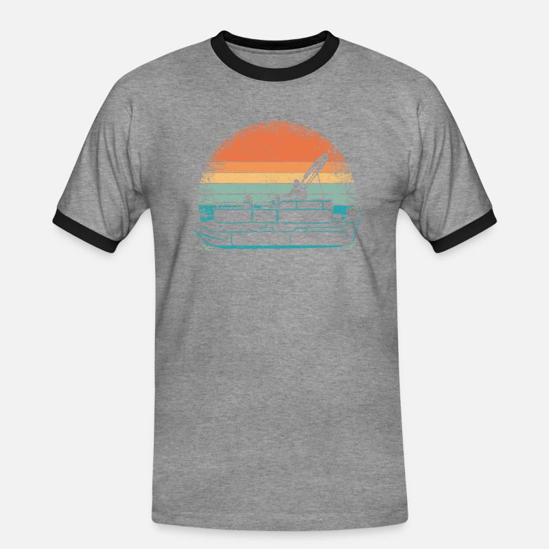 Pontonboot Kapitän Ponton Boote - Männer Kontrast-T-Shirt - Grau meliert/Schwarz