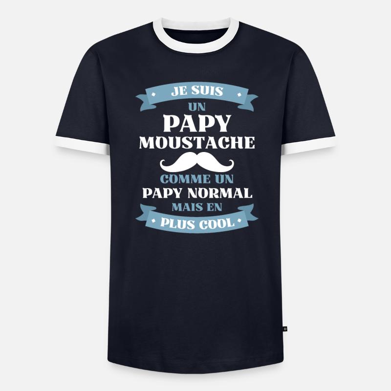 papy moustache humour papi idée cadeau grand père T-shirt contrasté Homme