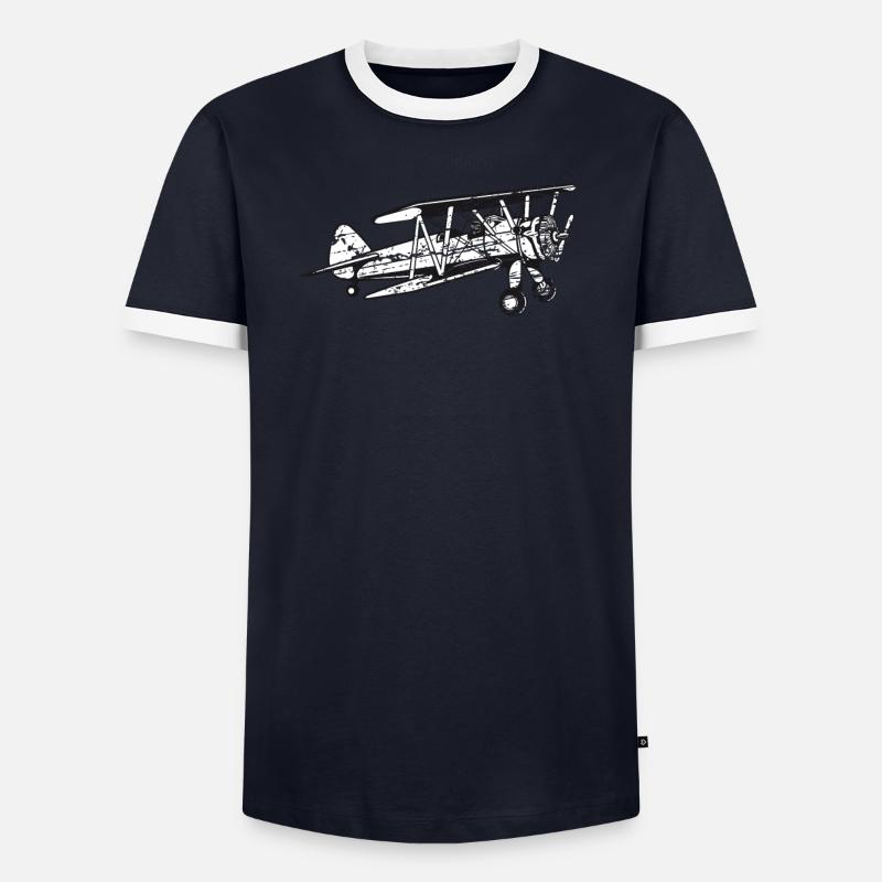 Biplane Airplane Pilot Flight Instructor Cadeau T-shirt contrasté Homme
