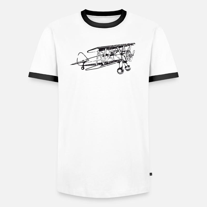 Biplane Airplane Pilot Flight Instructor Gift Men's Ringer Shirt