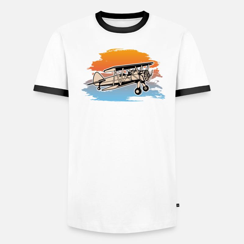 Doppeldecker Flugzeug Pilot Fluglehrer Geschenk Männer Kontrast-T-Shirt