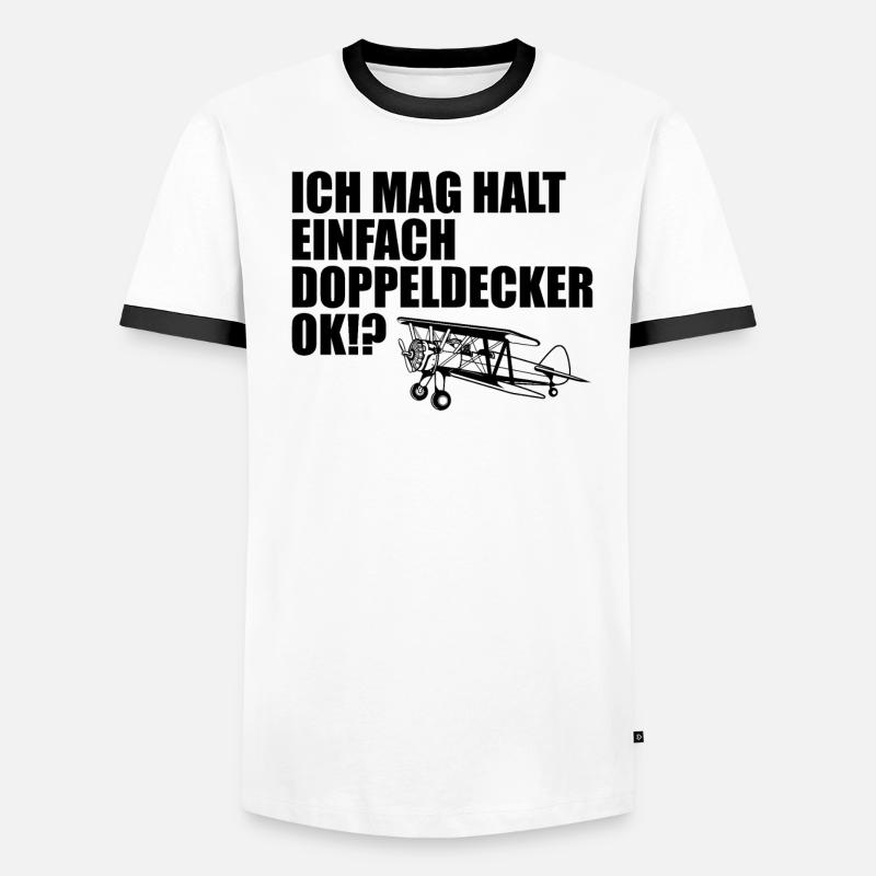 Doppeldecker Flugzeug Pilot Cooler Spruch Geschenk Männer Kontrast-T-Shirt