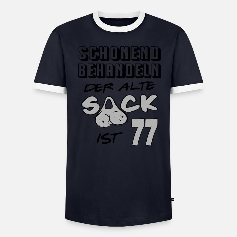 Geburtstag 77 Schonend behandeln Alter Sack ist Männer Kontrast-T-Shirt