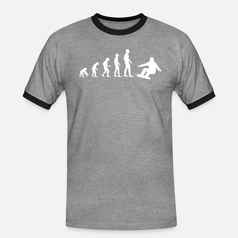 Board-Evolution - Geschenk - Männer Kontrast-T-Shirt - Grau meliert/Schwarz