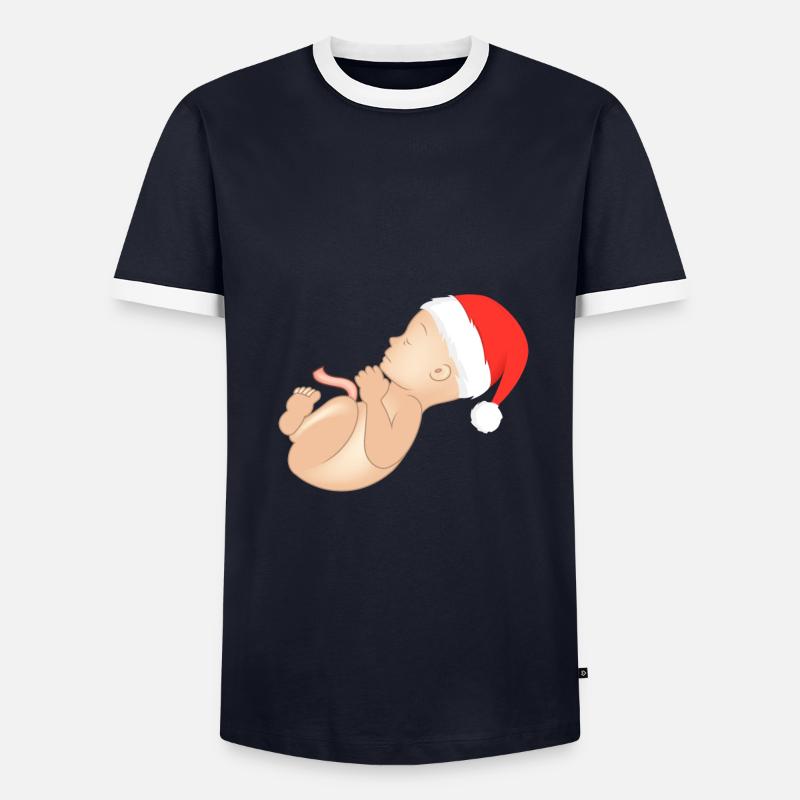 Noël grossesse enceinte ventre de bébé T-shirt contrasté Homme