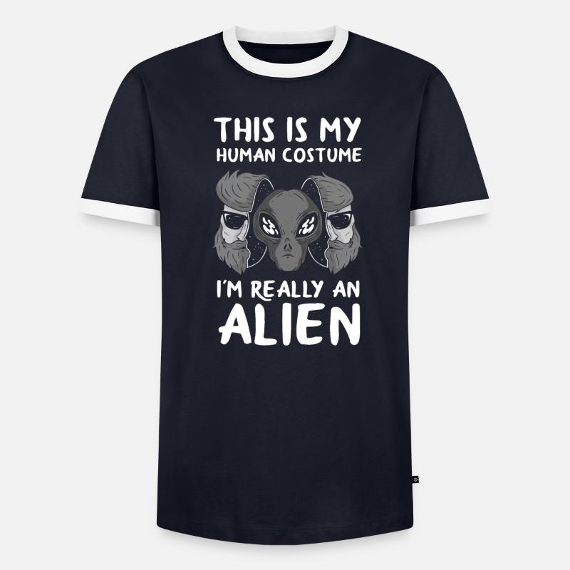 Funny Alien Ufo Alien Gift Men's Ringer Shirt