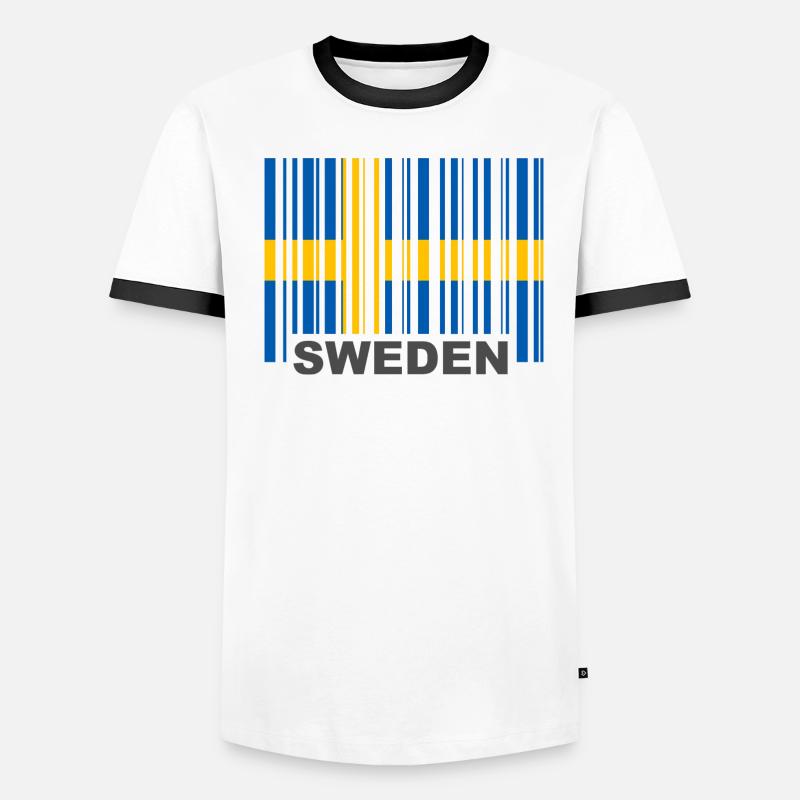 Schweden Flagge Barcode GTIN EAN UPC Code EU Männer Kontrast-T-Shirt
