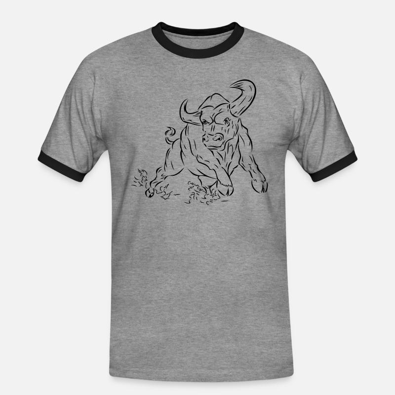 Bull - Men's Ringer Shirt - heather grey/black