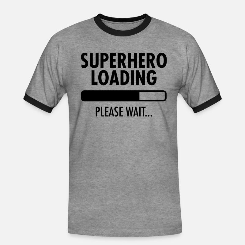 Superhero Loading- Please Wait... - Männer Kontrast-T-Shirt - Grau meliert/Schwarz