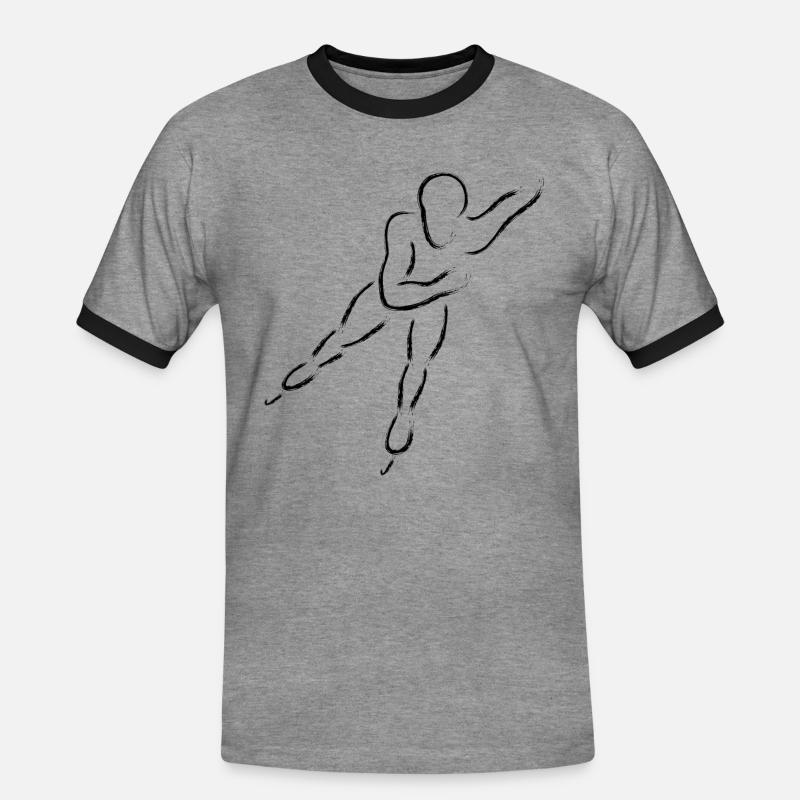 Speedskater, Shorttrack oder Eisschnellläufer - Männer Kontrast-T-Shirt - Grau meliert/Schwarz