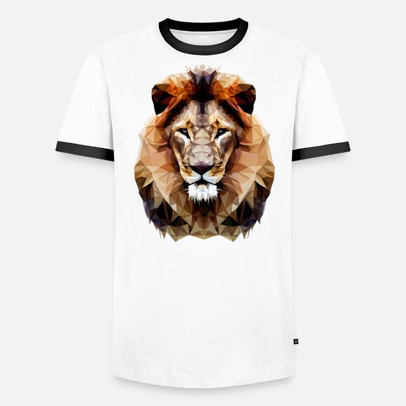 Lion polygonal moderne T-shirt contrasté Homme