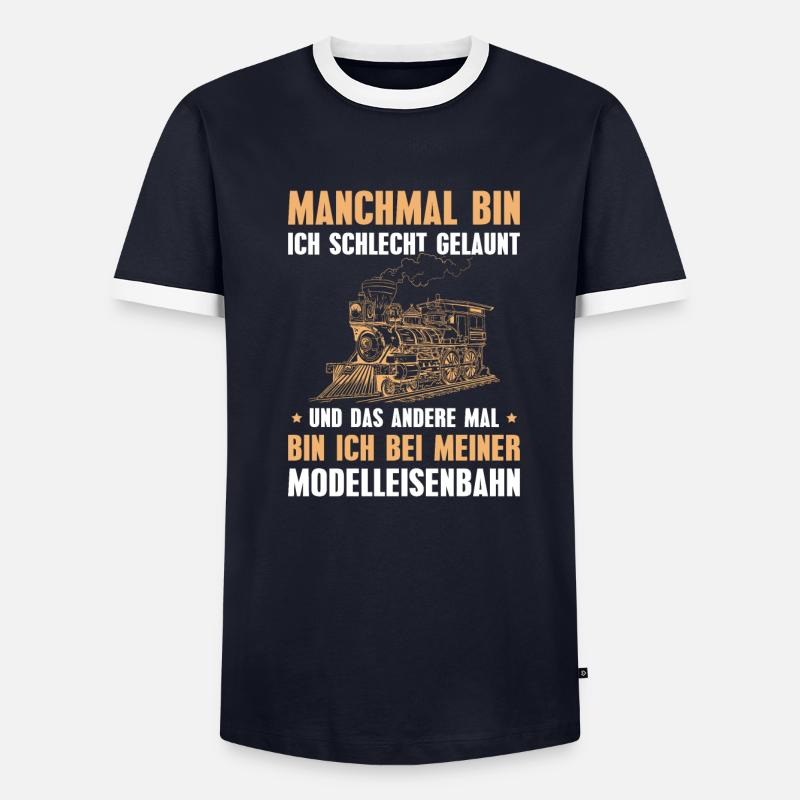 Modelleisenbahn Dampflokomotive Modellbauer Männer Kontrast-T-Shirt