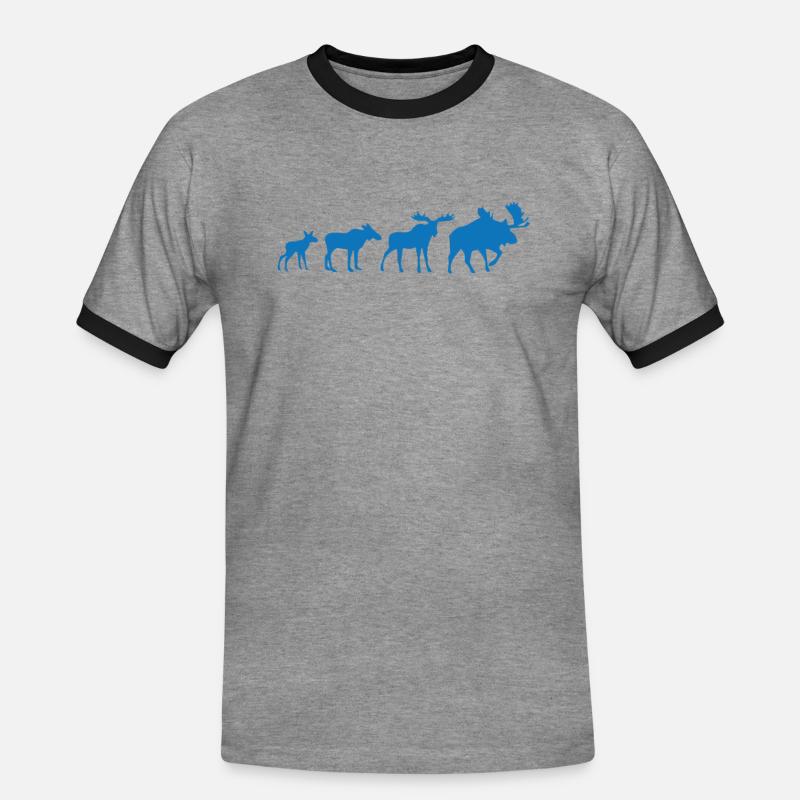 Elch Evolution - Männer Kontrast-T-Shirt - Grau meliert/Schwarz