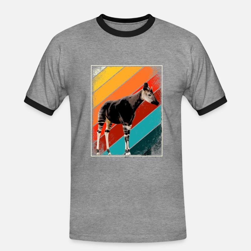 Okapi Retro Geschenk - Männer Kontrast-T-Shirt - Grau meliert/Schwarz