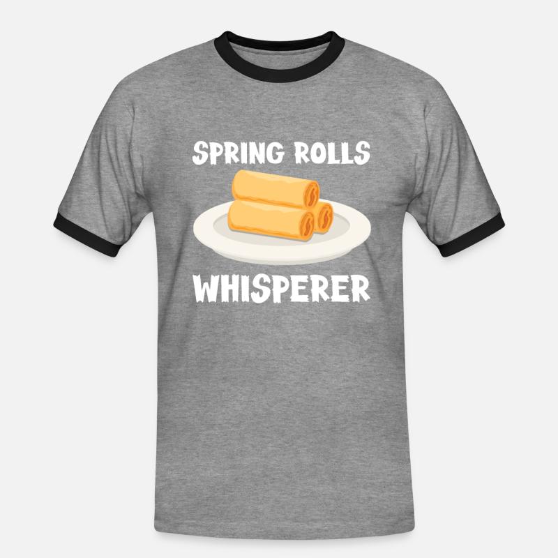 Frühlingsrollen Flüsterer - Männer Kontrast-T-Shirt - Grau meliert/Schwarz