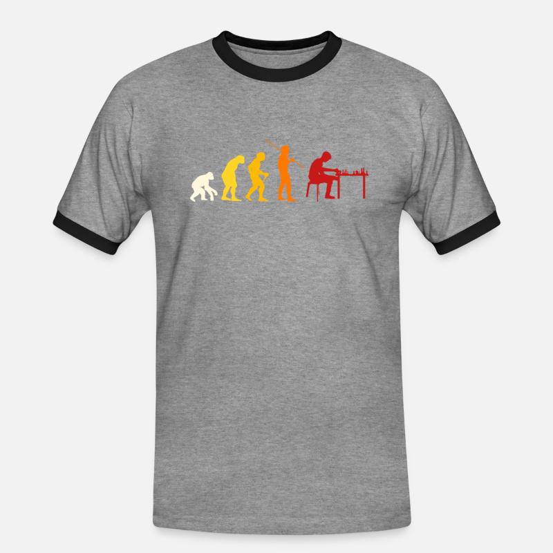 Schach Evolution - Männer Kontrast-T-Shirt - Grau meliert/Schwarz