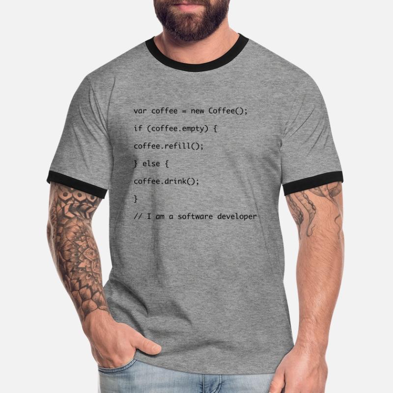 Recharge de café code Javascript T-shirt contrasté Homme