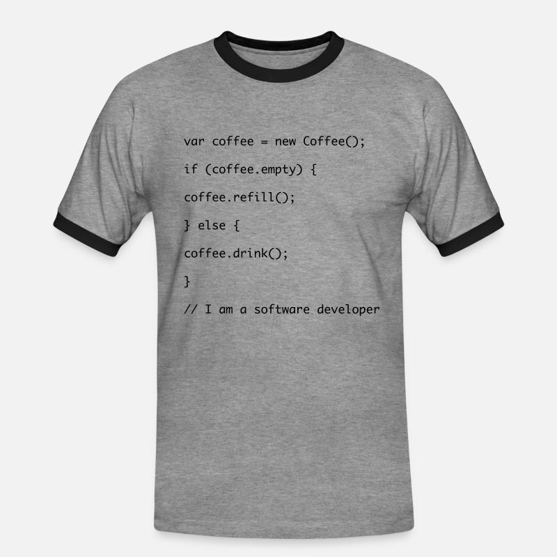 Coffee refill Javascript code - Men's Ringer Shirt - heather grey/black